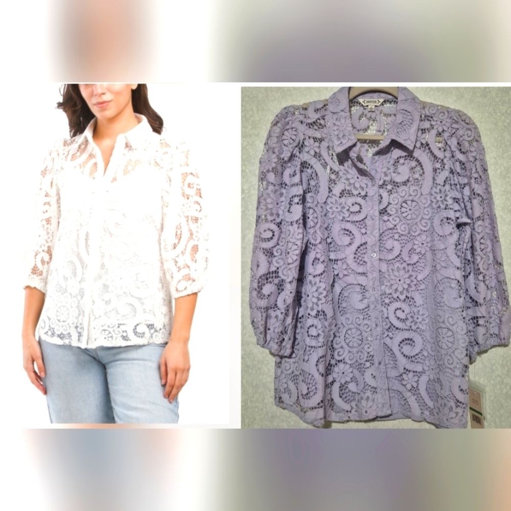 NWT Nanette Lepore Purple Embellished Blouse with Notched Collar..SIZE:M